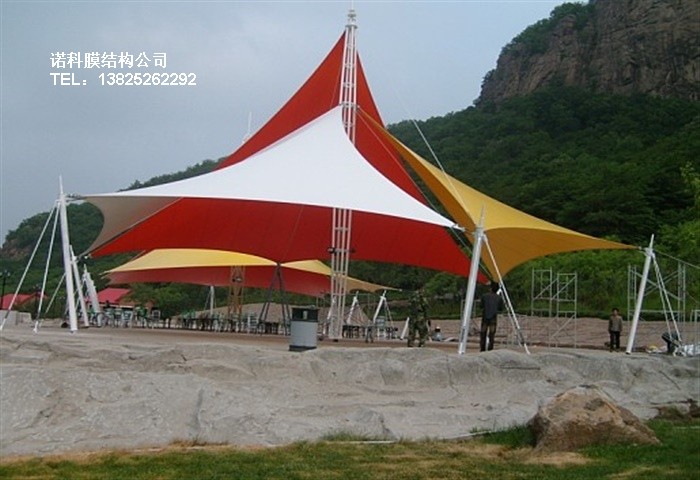 山东商河县膜结构景观篷工程选用进口膜材米勒FR900